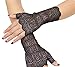YunKo Short Lace Gloves UV Protection Fingerless Gloves Prom Party Driving Wedding (Black)