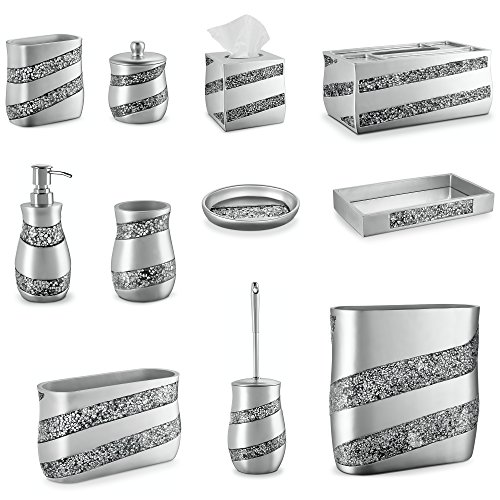 Creative Scents Toilet Bowl Cleaner Brush and Holder Set Silver