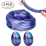 Galaxy Fluffy Slime, UMIKU 2 Pack Soft Egg Slime Non-Toxic Colorful Mud slime Stress Relief DIY Toys for Kids Adult