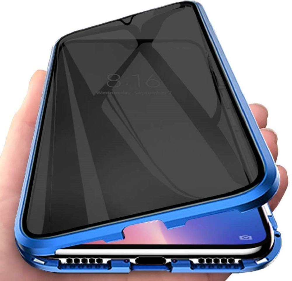 Sewutoyu Privacy Screen Protector Compatible with HONOR 90 Lite Case, Magnetic Adsorption Metal Frame Cover,Anti Spy Tempered Glass Film, 360 Degrees with Camera Lens Protector Cover,Blue