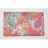 Sophia-Art Indian Handmade Paisley Print King Size Quilt, Kantha Blanket, Bed Cover, King Kantha Bedspread, Bohemian Bedding Size 90 Inch x 108 Inch (Pink)