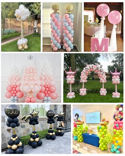 YALLOVE Balloon Column Stand Kit, 2 Sets 50cm to 2m Adjustable Balloon Stand, Metal Balloons Holder Tower Pillar with Base Clip Cup for Birthday Wedding Baby Shower Festival Party Decoration
