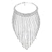 Hunputa Women Long Tassel Choker Crystal Diamond Multilayer Necklace Elegant Chain Jewelry