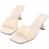 EGEBS Women's Clear Strap Square Toe Stilettos Sandals Slip-on Sexy Jelly Color Comfortable Open Toe High Heels Mules for Summer Party Prom Date Dress Slides