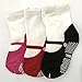 3 Pairs 12-36 Months Newborn Baby Girl Socks Toddler Girl Anti Slip Skid Mary Jane Socks Slipper Stretch Knit Shoes Socks+Thank you Card (12-36 Months)