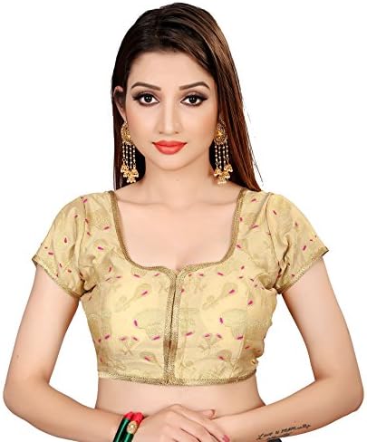 Spangel Fashion Royal blue Musical Instruments Round Neck Women's Saree's Blouse