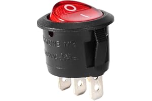 uxcell Red Lamp Backlit On/Off 3 Terminal SPST 2 Position I/O Mini Round Button Toggle Light Rocker Switch AC 250V/10A 125V/12A