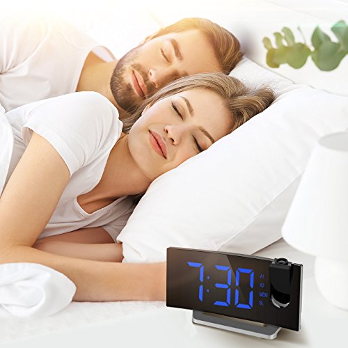 Mpow [GEN3] Projection Alarm Clock, CurvedScreen Projection Clocks with 5'' Dimmer LED Display