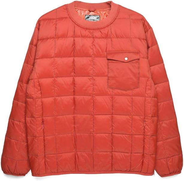 Amazon タイオン インナーダウン オフィシャル ダウンジャケット ユニセックス プルオーバークルーネックダウン Taion 100pb L ブリックレッド キャップ 通販