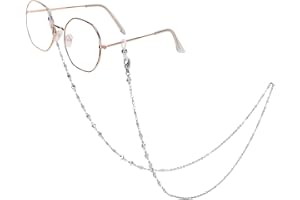 HONGEELY Eyeglass Chain Silver Stainless Steel Handmade Necklace for Reading Glasses Sunglass Beaded Chains for Men Women
