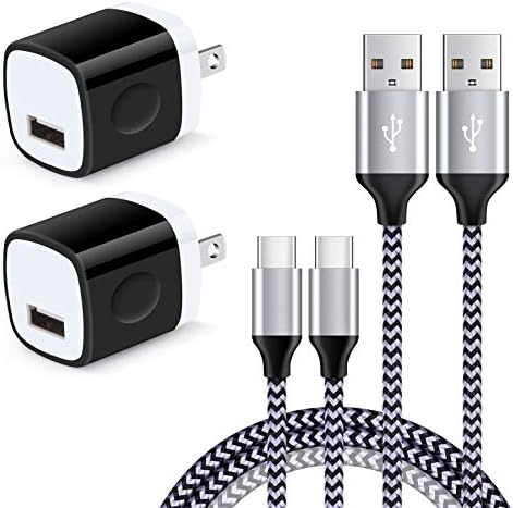 USB Type C Wall Chargers 5V 1A Power Adapter Plug for Samsung Galaxy S21s Ultra 5G S20 S10 S9 S8 Plus Note 20 Note10 9 8, K31 V70 V60 V50 ThinQ G8 G6 Moto with 2Pack 6.6ft Type-C Charging Cables Cord