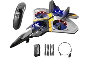 SOPUTRY V17 Jet Fighter Stunt RC Airplane, RC Fighter Jet Toy Remote Control Jet Plane, Aero Jet Control Remoto Airplane with 360° Stunt Spin Remote and Light, Airplane Model Fighter Plane Glider Airplane