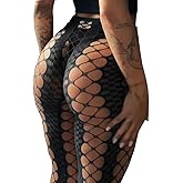 GIICIIL Women Sexy Tights Fishnet Opening Leggings Stripe Pantihose Lingerie Pants