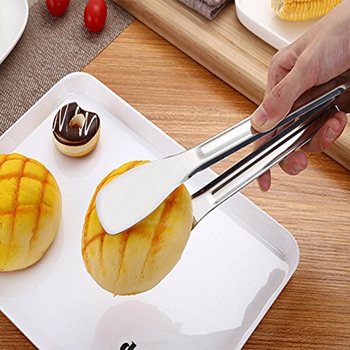 Tenta KitcheKitchen Tongs Stainless Steel Buffet serving utensils Salad BBQ Tongs Heavy Duty Serving Food Tongs for Frying,Cooking,Clipping Toast Bread,Grilling,Pastry, Sandwich,12 Inch (3 Pack)
