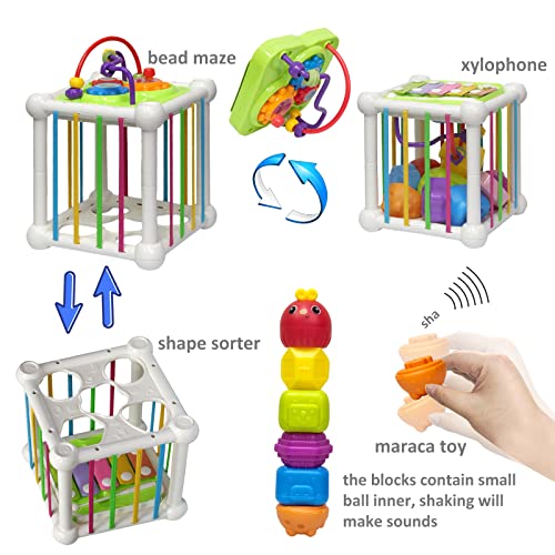 MICKYU Baby Busy Cube Toy 6 to 12 Months, Montessori Sensory Shape