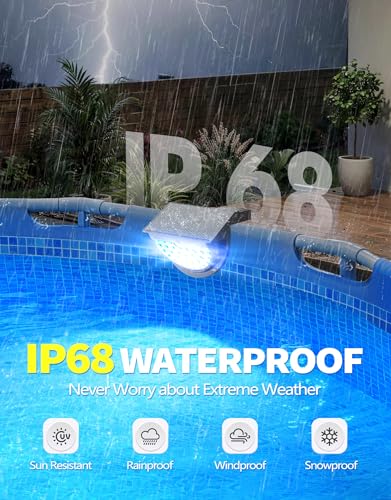 DeeprBetter 2026 Amélioré Lumiere Piscine Hors Sol Solaire, Lampe Piscine LED Etanche IP68 à RGB Couleur Changeant, Eclairage Piscines avec 10 Modes de Lumières, LED Piscines sans Fil pour Jardin