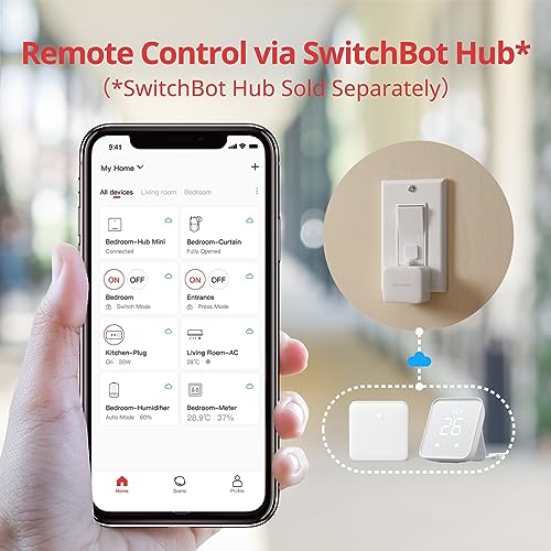 Interrupteur Intelligent Bluetooth - Petit Robot d'Interrupteur avec APP Contrôle et Minuteur Programmable, Ajouter SwitchBot Hub pour le Rendre Compatible avec Alexa et Google Home (Blanc)