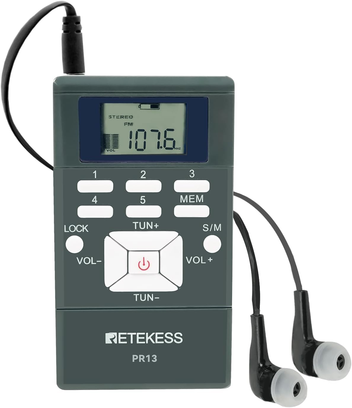Retekess PR13 FM Radio Portable Mini Stereo Radio with Earphones Battery Powered for Conference Simultaneous Interpretation Tour Guide Team (Black)