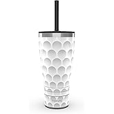 Tervis Traveler Golf Ball Texture Triple Walled Insulated Tumbler Travel Cup Keeps Drinks Cold & Hot, 30oz with Straw Lid, Stainless Steel