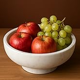 SWADESHI BLESSINGS Handcrafted Marble Fruit Bowl for Kitchen Counter, Large Decorative Bowl for Home Decor, Key Bowl for Entryway Table, Marble Pedestal Bowl for Dining Table Centerpiece Decor, 10.5”