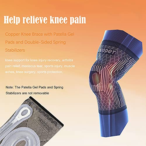Copper Knee Brace with Patella Gel Pads and Side Stabilizers