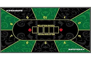 BUPOFROMCN 70'' x 35'' Texas Hold'em Poker Mat | Portable Poker Table Top with Classical Print, Hemmed Edges, Smooth Surface, and Simplicity Carrying Bag for Games Everywhere