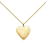 14K Yellow Gold Polished Love Heart Shaped Locket