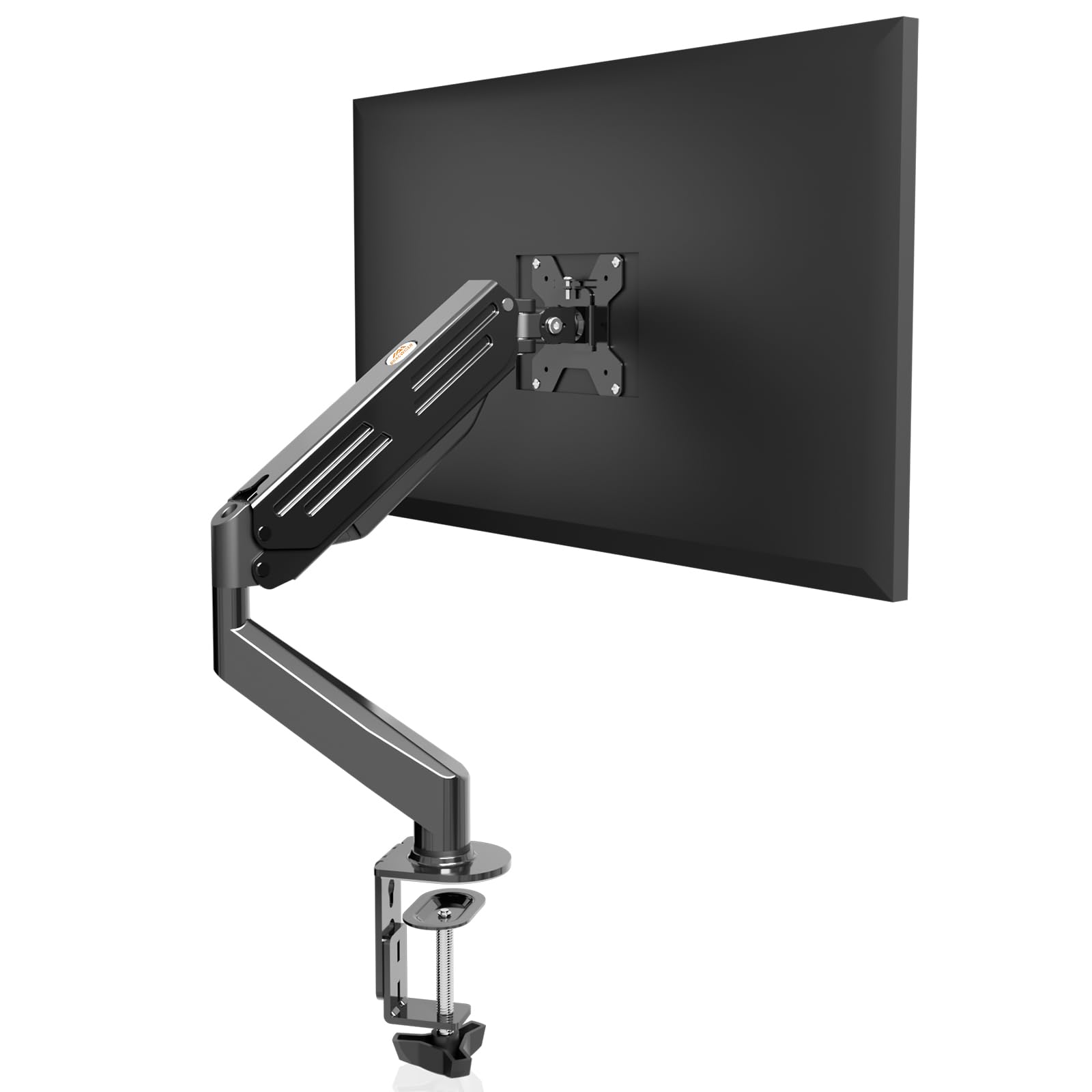 Bracwiser Single Monitor Arm, Single Monitor Desk Mount for Most 17-27 inch Screens up to 6kg with Tilt Swivel Rotation, Single Screen Stand with Clamp/Grommet Mounting Base, VESA 75/100mm (MD82)