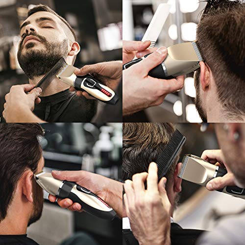 Hair Clippers for Men, DUSASA Professional Cordless Hair Trimmer IPX7 Waterproof USB Rechargeable LED Display Beard Trimmer Multiple 21 Sets Hair Cutting Kit With Charging Dock-2000mAh Lithium Ion
