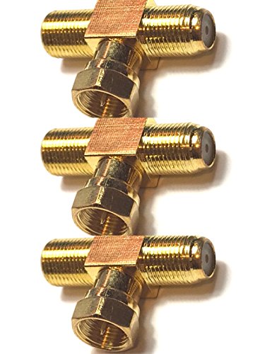 CESS F-Type Connector Male to 2 Female Splitter Adapter - 2 Way F-Type Splitter Combiner TV Cable Satellite - F Male to Dual F Female (jcx) (3 Pack)