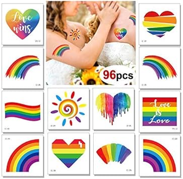 Konsait 96 Feuilles Gay Pride Temporaire Tatouages Drapeau Arc En Ciel Coeur Tatouages Impermeable Corps Art Autocollant Pour Femmes Hommes Fierte Defiles Celebrations Amazon Fr Beaute Et Parfum