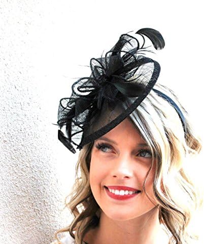 Black Fascinator, Womens Tea Party Hat, Church Hat, Derby Hat, Fancy Hat, Sinamay Hat, Tea Party Hat