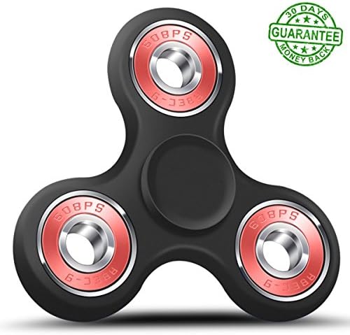 Fidget Spinner Prime Black &amp; Red - Hand Spinner - Office Desk Toys - Relieves Stress ADD, ADHD, Anxiety, and Autism - Durable Ceramic Bearing - 3 min Spin - EDC Fidget Toys - Adults Kids - by Ombrace