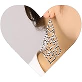 Allereyae Vintage Tribal Square Dangle Earrings Hollow Geometric Drop Earrings Tribal Ethnic Earrings Black Square Tribal Hook Earrings Jewelry for Women (Black)