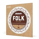 D'Addario EJ32 Folk Nylon Guitar Strings, Ball End, Silver Wound/Black Nylon Trebles
