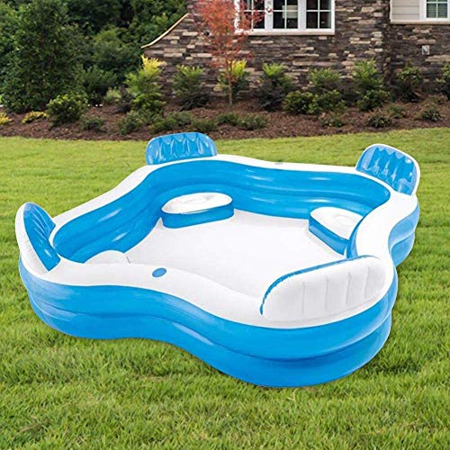 JustinCIty Square Inflatable Pool, with Seats Cup Holder,Family