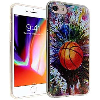 Basketball iPhone 8 Case, iPhone 7 Cover, IMAGITOUCH Anti-Scratch Shock Proof Basketball Paint Splash Case Soft Touch Slim Fit Flexible TPU Bumper Case with Raised Bezels for iPhone 8/7