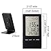 Fineed Mini Indoor Humidity Gauge, Temperature and Humidity Monitor, Digital Alarm Clock Snooze Calendar and Home Weather Station, Large LCD Display (Black)
