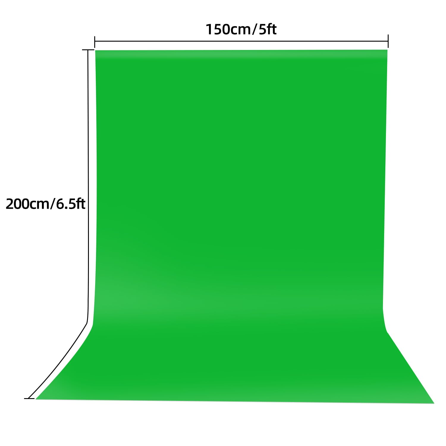 HEMMOTOP Green Screen Backdrop, 5x6.5 ft Photography Chroma Key Greenscreen Background Sheet for Background Removal, Zoom Meeting, Photo Video Studio, Live Streaming, Video Recording (Backdrop only)