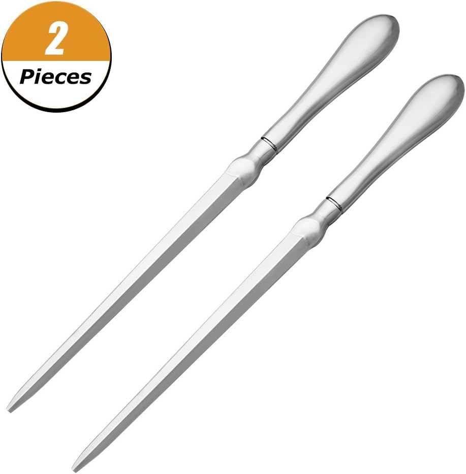 DSSY 2 Pack Letter Opener Waterdrop Shaped Handle Envelope Opener Knife Metal Letter Opening Knife, 9 inches, Silvery