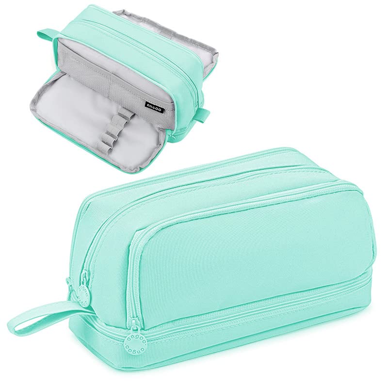 Tesmien Pencil Case, Large Pencil Case with 4 Compartments Stationery Organizer for Boys and Girls, Aesthetic Pencil Bag Suitable for Kids Teenagers Students Women Men, Green