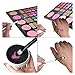 Eye Brush Cleaner, Color Removal Sponge, Quickly Shaking Off Eyeshadow Power Colors on Black Coarse Sponge, White Case with Pink Rose Printed
