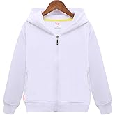 HAXICO Unisex Children Solid Zip-Up Hooded Sweatshirt Toddler Baby Boys Girls Classic Hoodie Cotton Tops Blouse White