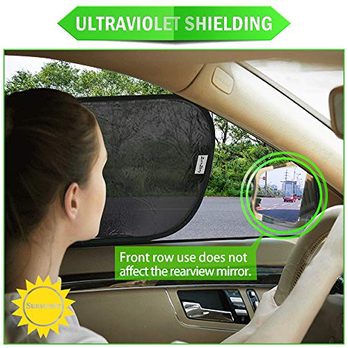 2win2buy Car Window Shade (4 Pack), Cling Sun Shade for Side Rear Window for Baby Kids,80 GSM with 15s Film for Full UV Rays Sun Glare Protection-2 Transparent & 2 Semi-Transparent Sunshades 21"x 14" - Thumbnail 2