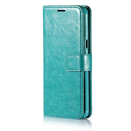 Samsung Galaxy S8 Plus Case, HLCT PU Leather Case, with Soft TPU Protective Bumper, Built-in Kickstand, Cash and Card Pockets (Teal) - Thumbnail 5
