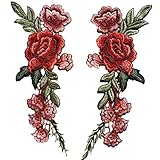 2PC Roses Floral Collar Sew Patch DIY Embroidered Sew Iron on Patch Applique Badge Chinese Style by Perman (11.0