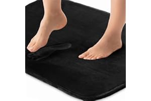 GORILLA GRIP Kids Memory Foam Bath Rugs, Soft Absorbent Velvet Bathroom Mats, Durable Dots on Underside, Machine Washable Bathmat, Carpet Rug Room Decor for Shower Floor, 36x24 Mat, Black