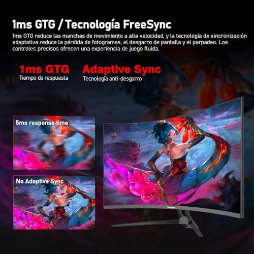 Monitor de computador curvo de 32 polegadas 4K Ultra HD 1500R, ecrã de gaming 160Hz, 1ms, AdaptiveSync, 128% sRGB, colunas integradas, HDMI 2.1, DisplayPort, suporte de parede compatível - preto