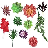 XAUIIO Artificial Succulent Plants 11pcs Mixed Fake Succulents Flowers DIY Potted Office Home Party Garden Decoration, Fake Succulent Bouquet