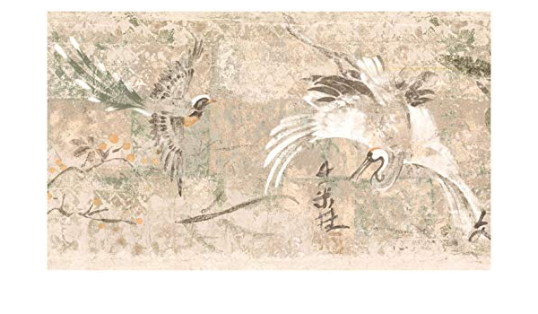 Prepasted Wallpaper Border Cherry Birds Japanese Distressed Light Beige Wall Border Retro Design Roll 15 Ft X 9 In Amazon Com